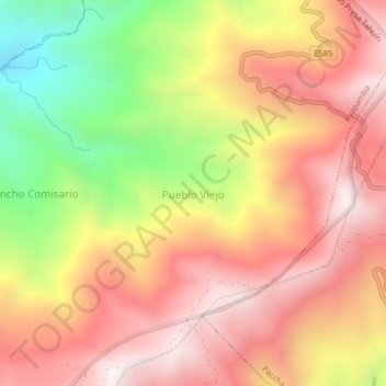 Mappa topografica Pueblo Viejo, altitudine, rilievo