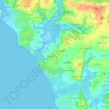Mappa topografica Kergaher, altitudine, rilievo