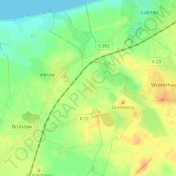 Mappa topografica Kräpelin, altitudine, rilievo