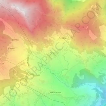 Mappa topografica Nauti, altitudine, rilievo