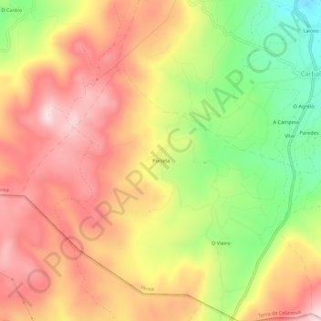 Mappa topografica Portela, altitudine, rilievo