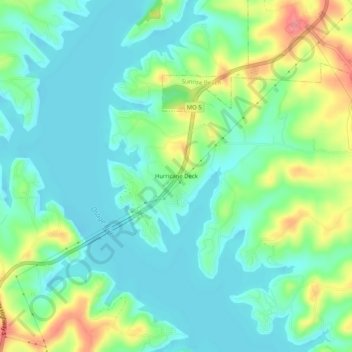 Mappa topografica Hurricane Deck, altitudine, rilievo