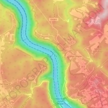 Mappa topografica Ames, altitudine, rilievo