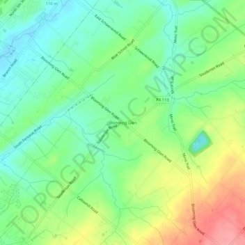 Mappa topografica Blooming Glen, altitudine, rilievo