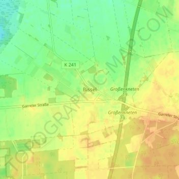 Mappa topografica Bissel, altitudine, rilievo