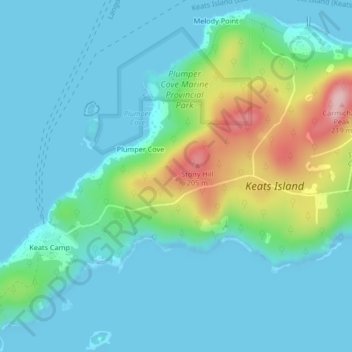 Mappa topografica Highest Peak, altitudine, rilievo