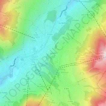 Mappa topografica Le Gollet, altitudine, rilievo