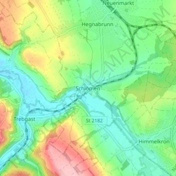 Mappa topografica Schlömen, altitudine, rilievo