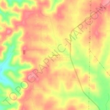 Mappa topografica Hunter, altitudine, rilievo