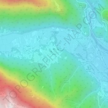 Mappa topografica Svino, altitudine, rilievo