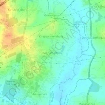 Mappa topografica Kannamangala, altitudine, rilievo
