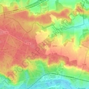 Mappa topografica Bonchamp, altitudine, rilievo