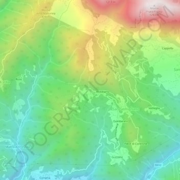 Mappa topografica Longoio, altitudine, rilievo