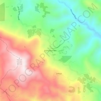 Mappa topografica Enchanted Hills, altitudine, rilievo