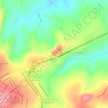 Mappa topografica Morro do Baú de Santa Cruz, altitudine, rilievo