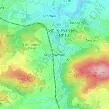 Mappa topografica Schirgiswalde, altitudine, rilievo