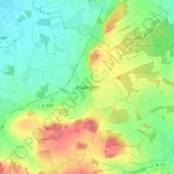 Mappa topografica Höpingen, altitudine, rilievo