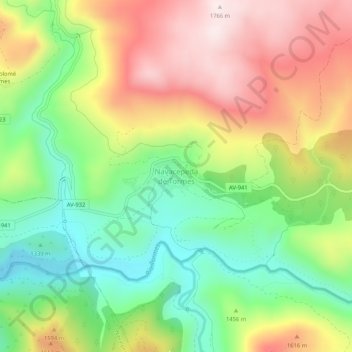 Mappa topografica Navacepeda de Tormes, altitudine, rilievo