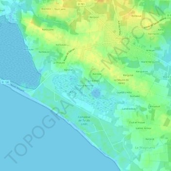 Mappa topografica Mané Kerzine, altitudine, rilievo