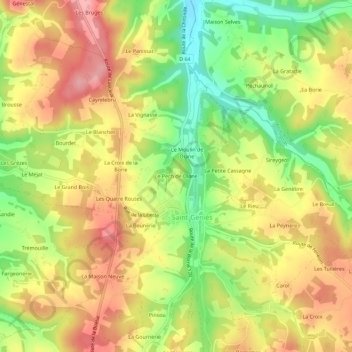 Mappa topografica Le Pech de Diane, altitudine, rilievo