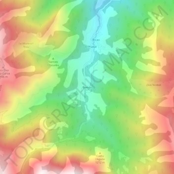 Mappa topografica Bueida, altitudine, rilievo