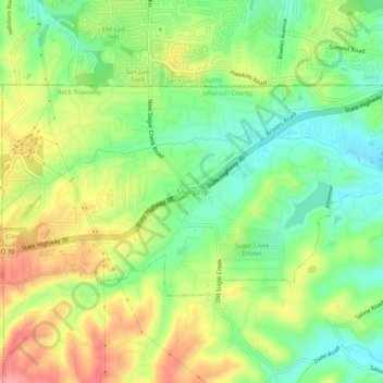 Mappa topografica Murphy, altitudine, rilievo