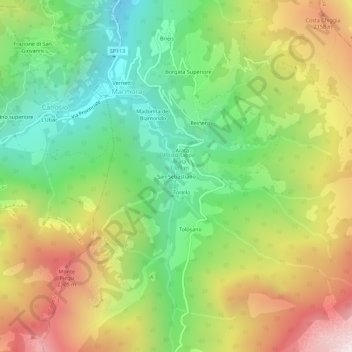 Mappa topografica San Sebastiano, altitudine, rilievo