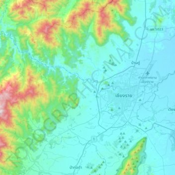Mappa topografica Doi Hang, altitudine, rilievo