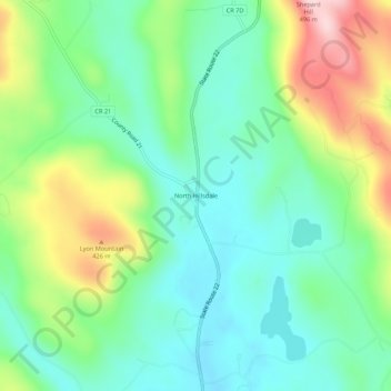 Mappa topografica North Hillsdale, altitudine, rilievo