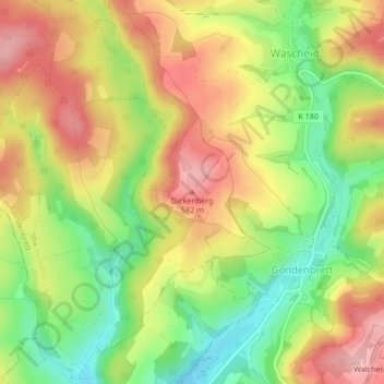 Mappa topografica Dickenberg, altitudine, rilievo