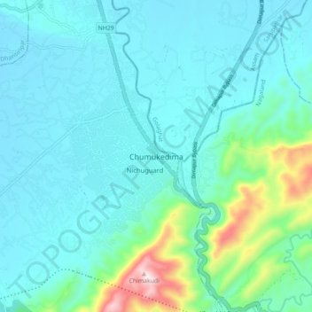 Mappa topografica Chumukedima, altitudine, rilievo