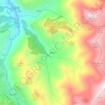 Mappa topografica Valdició, altitudine, rilievo