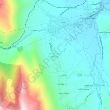 Mappa topografica Rocca Santo Stefano, altitudine, rilievo