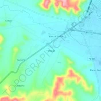 Mappa topografica Titinpujo, altitudine, rilievo