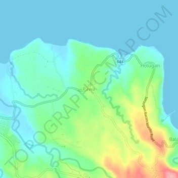 Mappa topografica Pawa, altitudine, rilievo