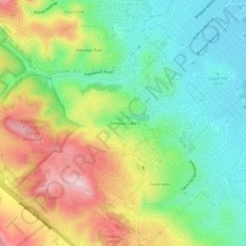 Mappa topografica Emerald Lake, altitudine, rilievo