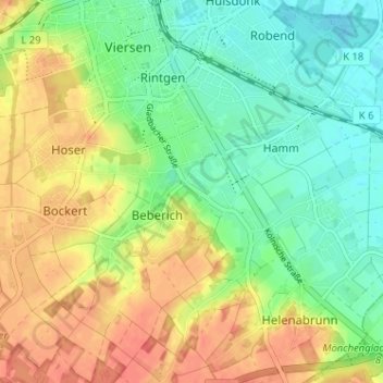 Mappa topografica Unter-Beberich, altitudine, rilievo