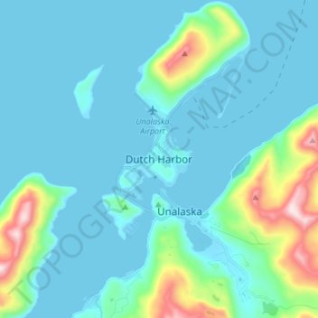 Mappa topografica Dutch Harbor, altitudine, rilievo