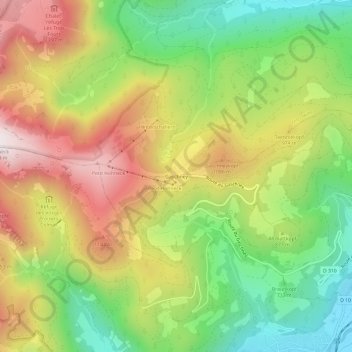Mappa topografica Gaschney, altitudine, rilievo