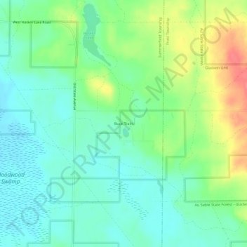 Mappa topografica Buck Trails, altitudine, rilievo