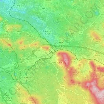 Mappa topografica Sežana, altitudine, rilievo