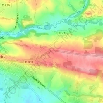 Mappa topografica Beauvent, altitudine, rilievo