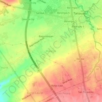 Mappa topografica Hidalgo, altitudine, rilievo