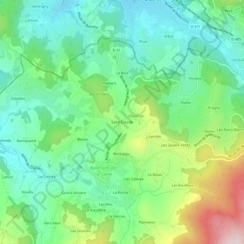 Mappa topografica Saint-Claude, altitudine, rilievo