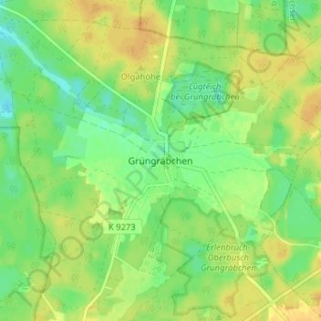 Mappa topografica Grüngräbchen, altitudine, rilievo
