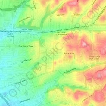Mappa topografica South Encanto, altitudine, rilievo