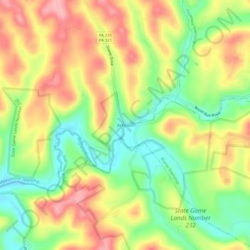 Mappa topografica Acheson, altitudine, rilievo