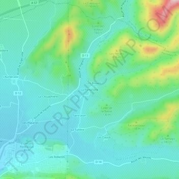 Mappa topografica La Portanière, altitudine, rilievo