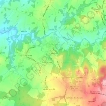 Mappa topografica La Gagnerie, altitudine, rilievo