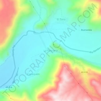 Mappa topografica La Pascana, altitudine, rilievo
